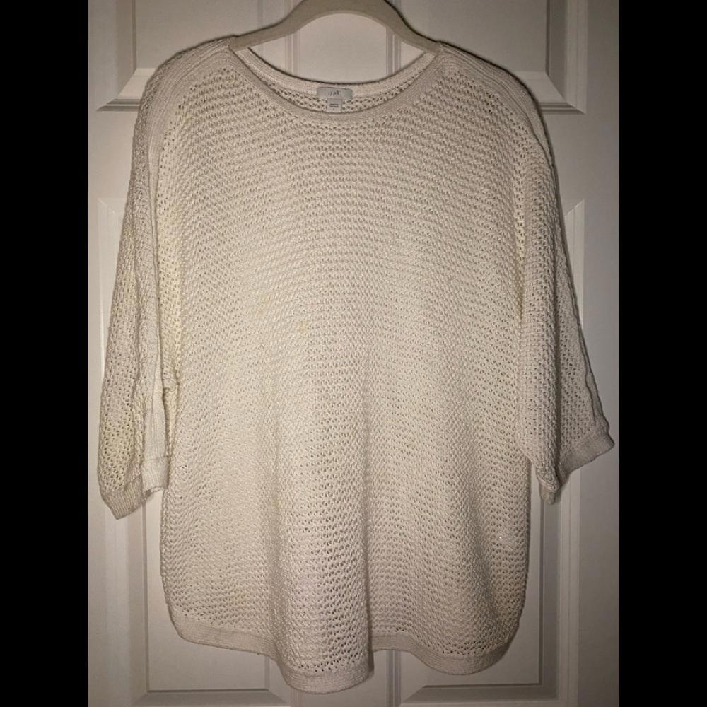 EUC J. Jill white open weave lightweight sweater.